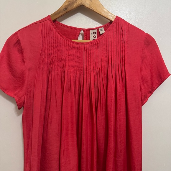 Anthropologie Dolan Pilar Pleated Top Blouse Women's Small Coral Preppy Classic - Picture 3 of 9